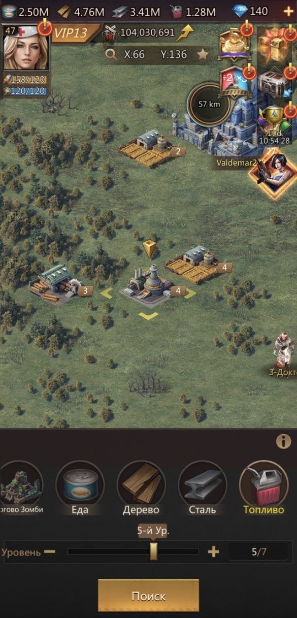 Бот фармит ресурсы на карте мира в Puzzles & Survival